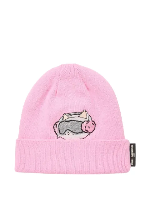 Karl Lagerfeld Kids Choupette-embroidered beanie hat