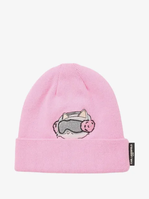Karl Lagerfeld Kids Choupette-embroidered beanie hat
