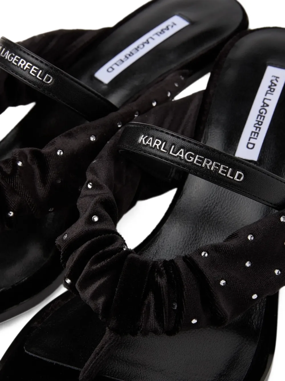 Karl Lagerfeld crystal-embellished ruched sandals Zwart