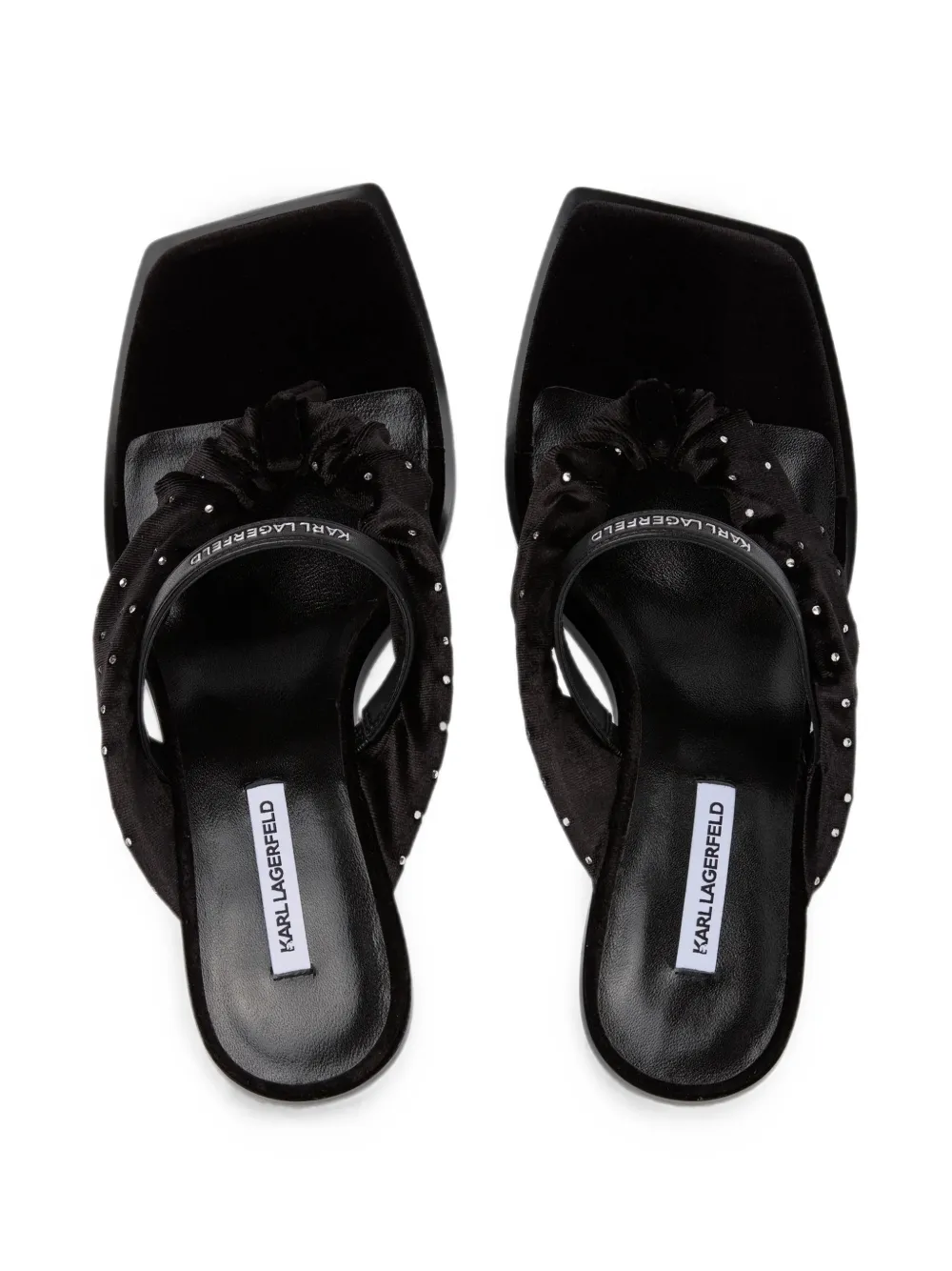 Karl Lagerfeld crystal-embellished ruched sandals Zwart