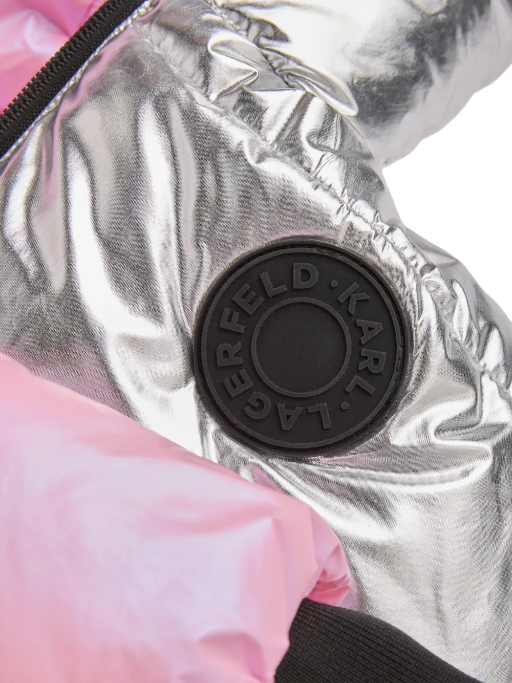 Karl Lagerfeld Kids reversible hooded puffer jacket Roze