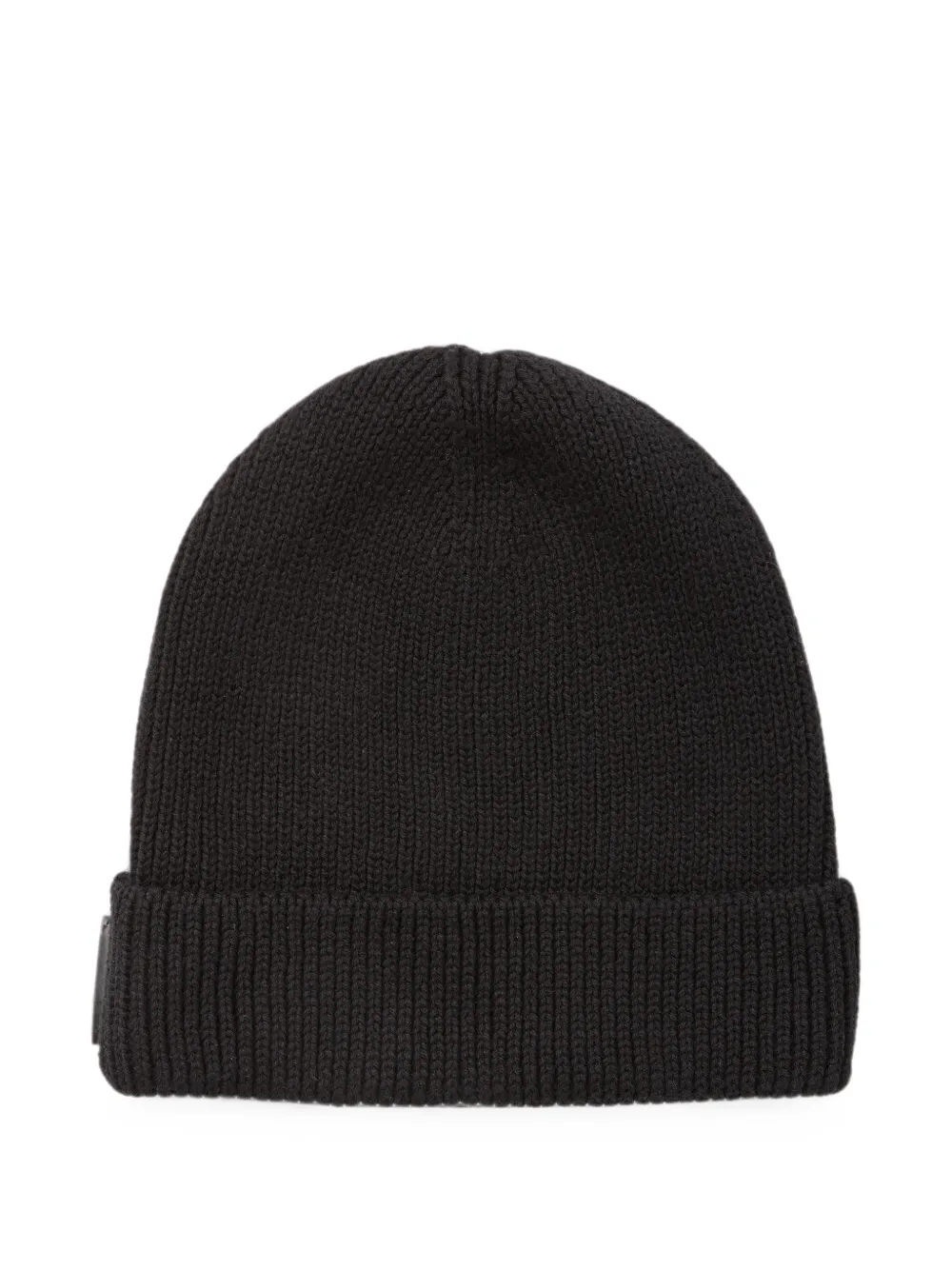 Karl Lagerfeld Kids Ribgebreide muts met logo-patch Zwart
