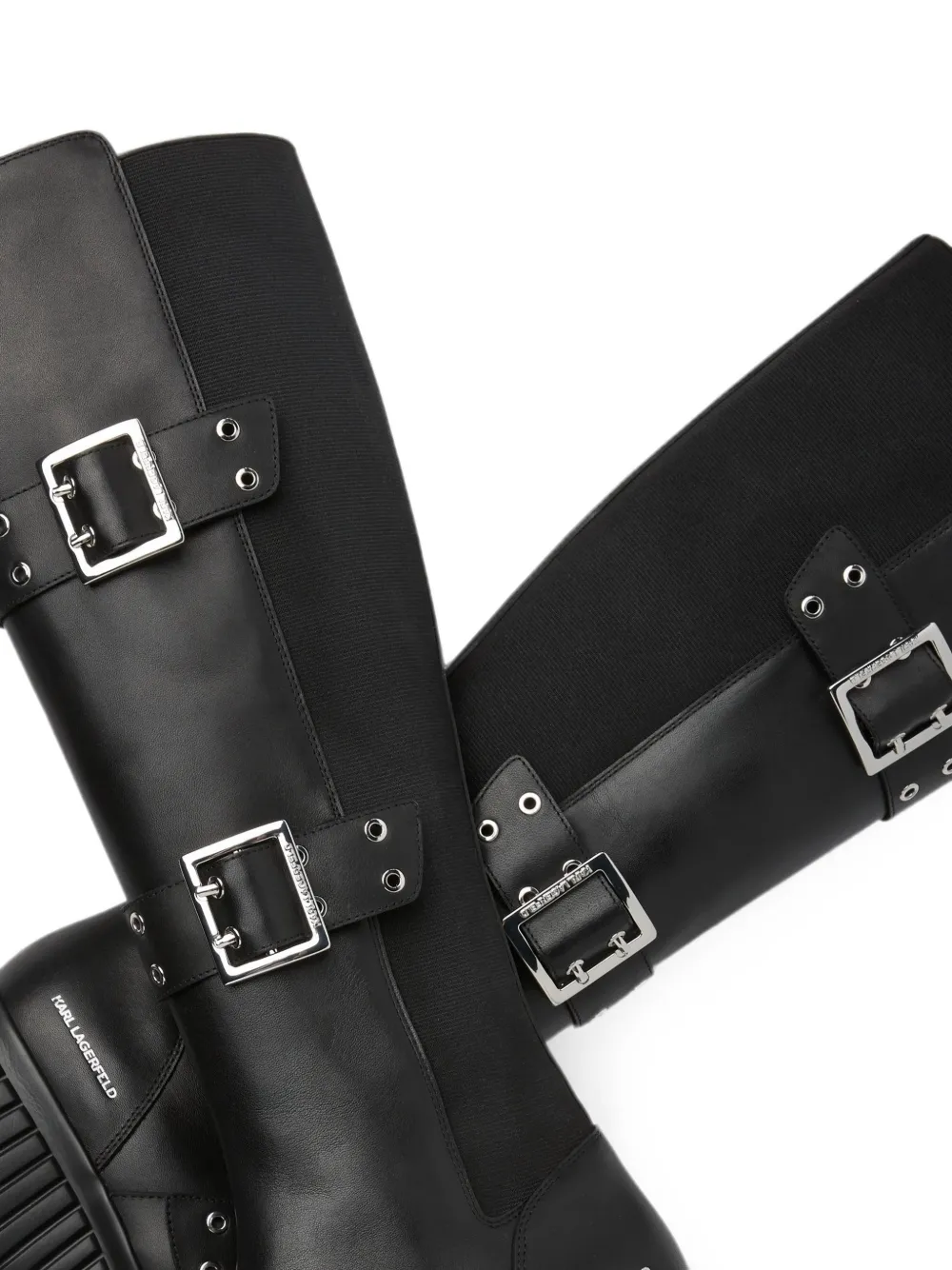 Karl Lagerfeld Kreeper wedge buckle knee boots Zwart