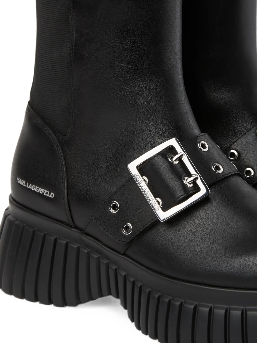 Karl Lagerfeld Kreeper wedge buckle knee boots Zwart