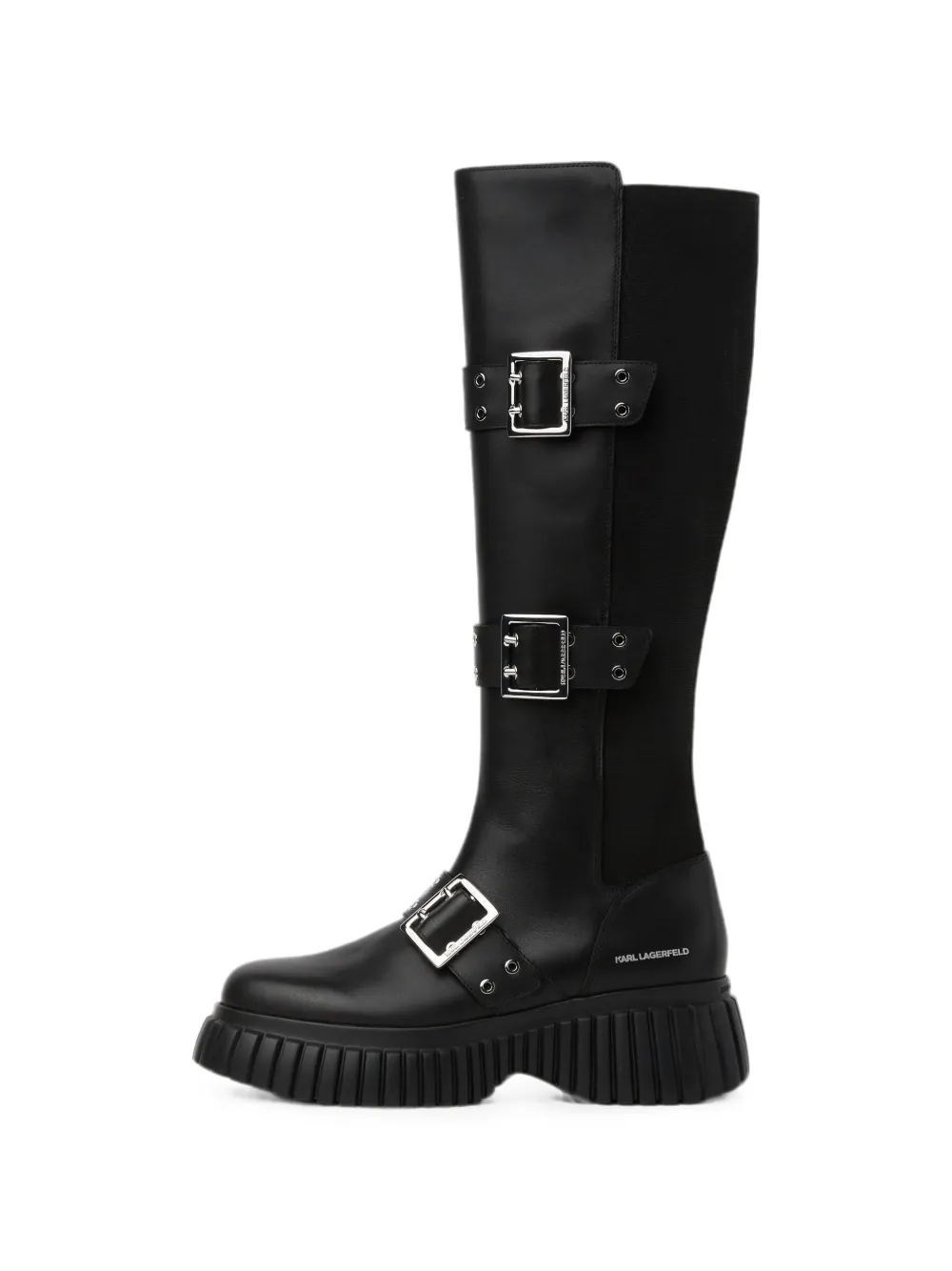 Karl Lagerfeld Kreeper wedge buckle knee boots Zwart