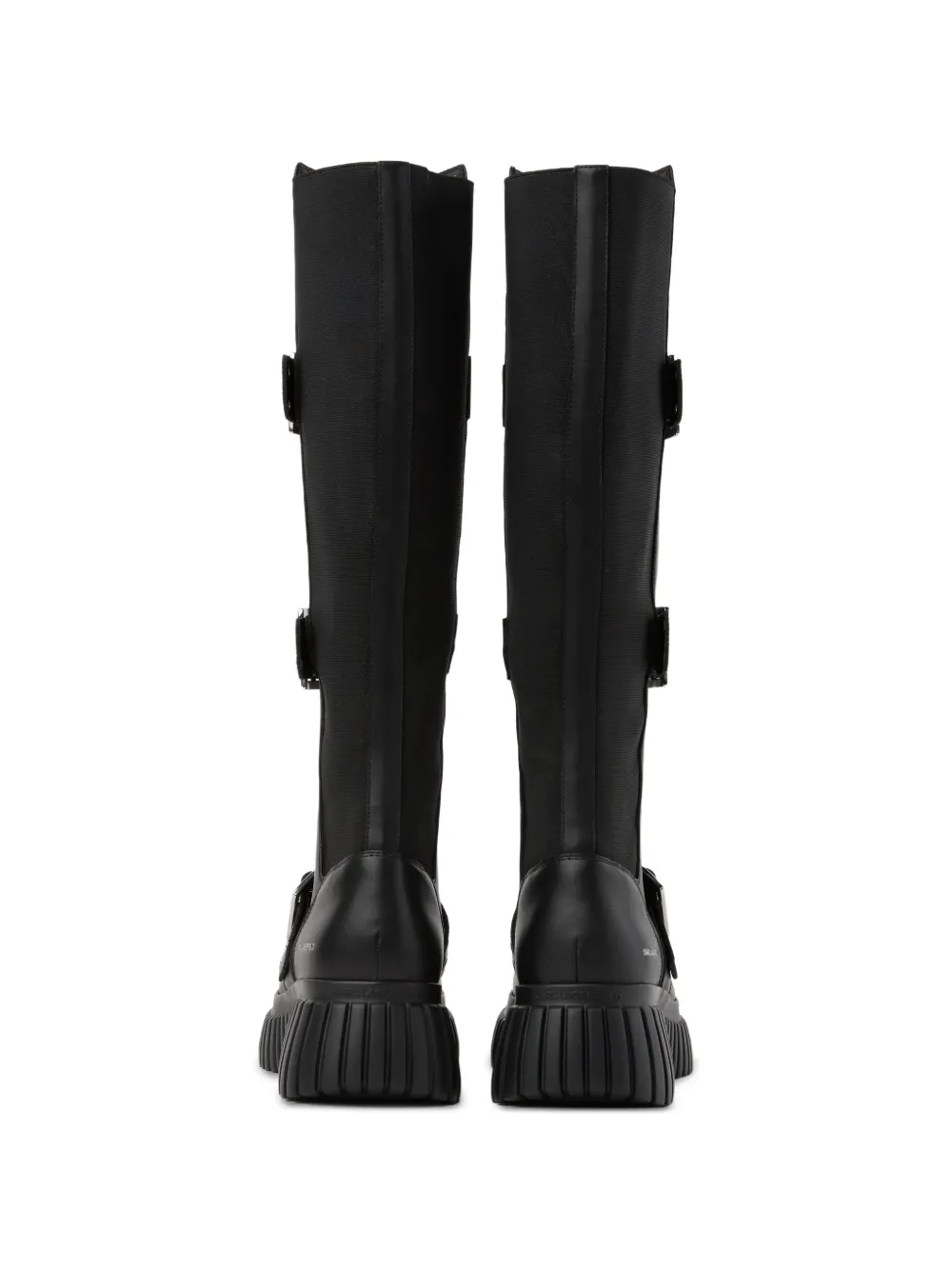 Karl Lagerfeld Kreeper wedge buckle knee boots Zwart