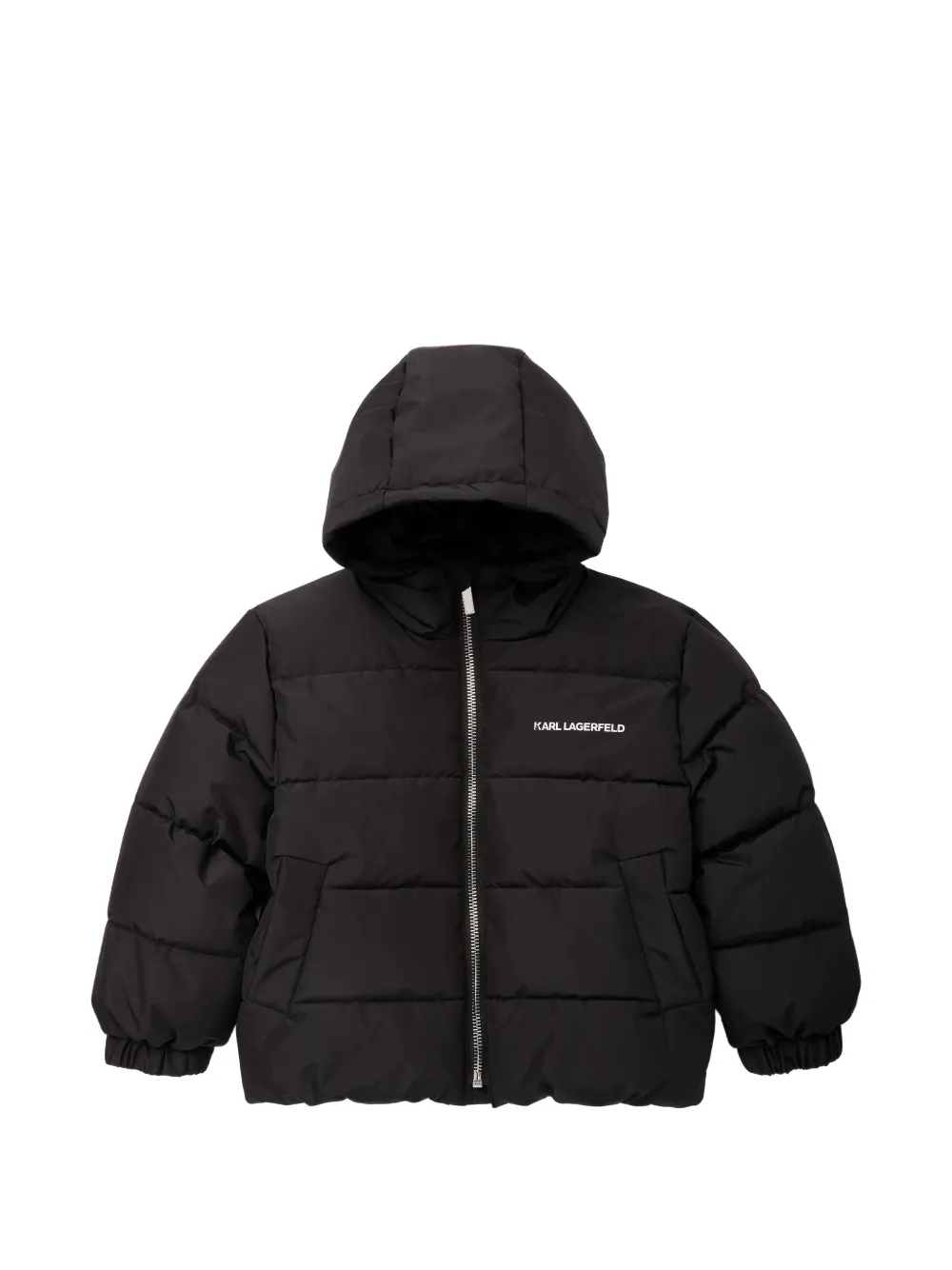 Karl Lagerfeld Kids logo-print hooded puffer jacket Zwart