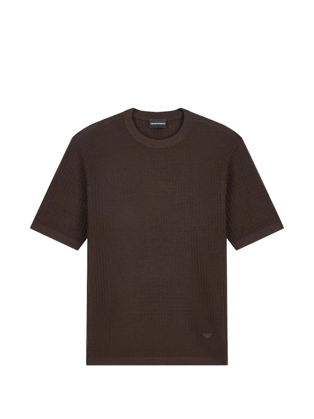 Emporio Armani pull en maille gaufrée à manches courtes - Marron Emporio Armani pull en maille gaufrée à manches courtes - Marron