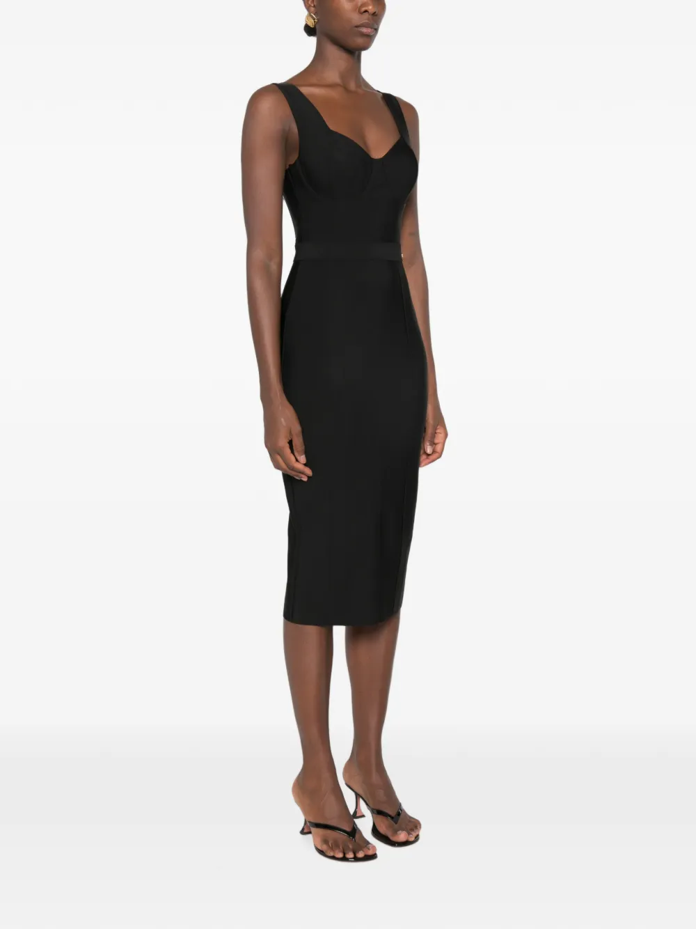Elisabetta Franchi Midi-jurk met sweetheart hals Zwart
