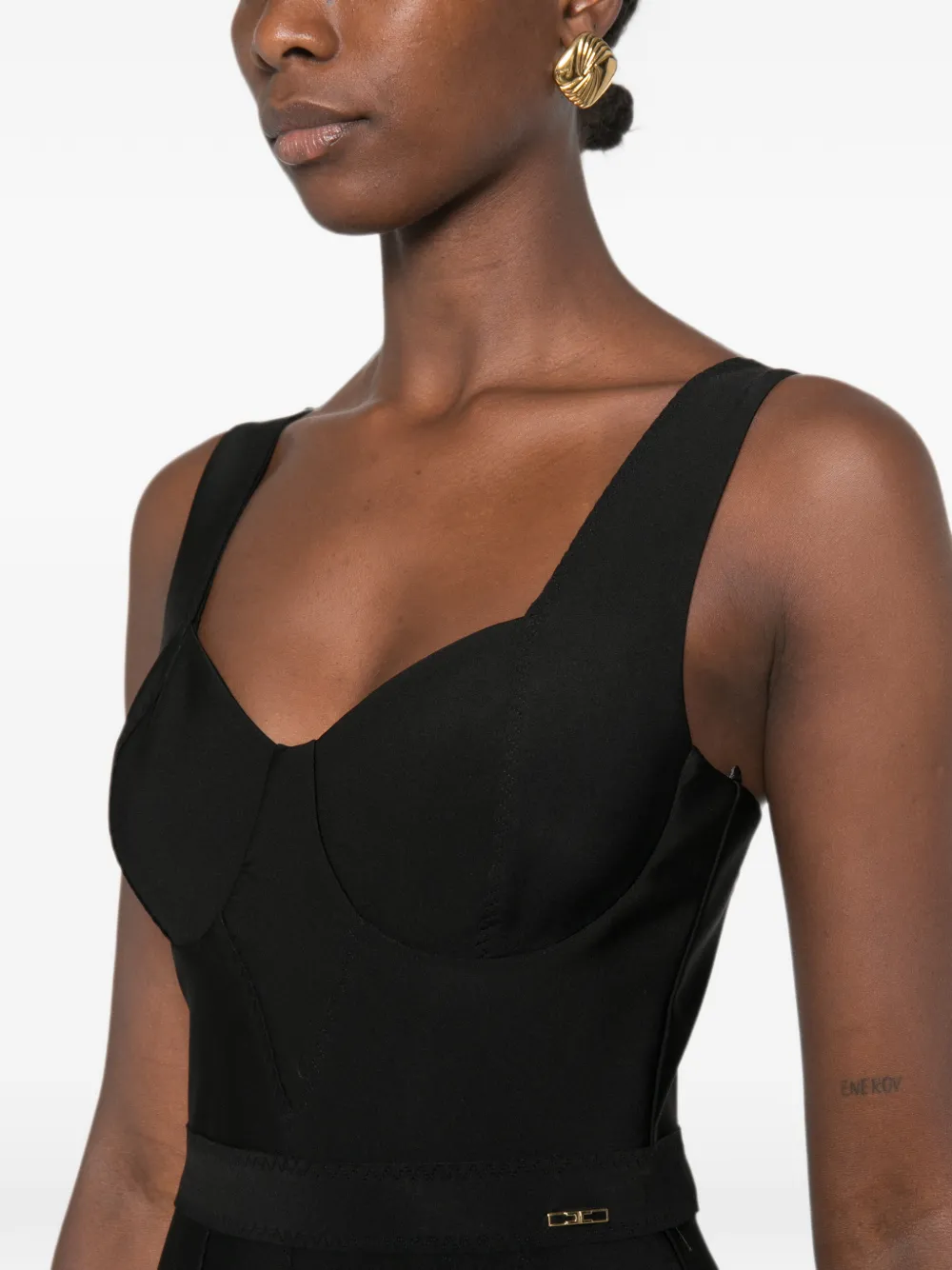 Elisabetta Franchi Midi-jurk met sweetheart hals Zwart