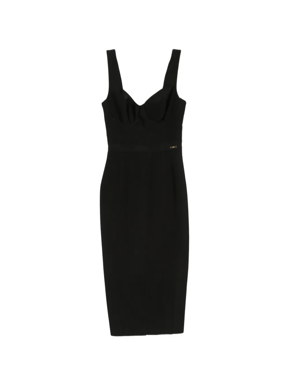Elisabetta Franchi sweetheart-neck panelled midi dress - Nero