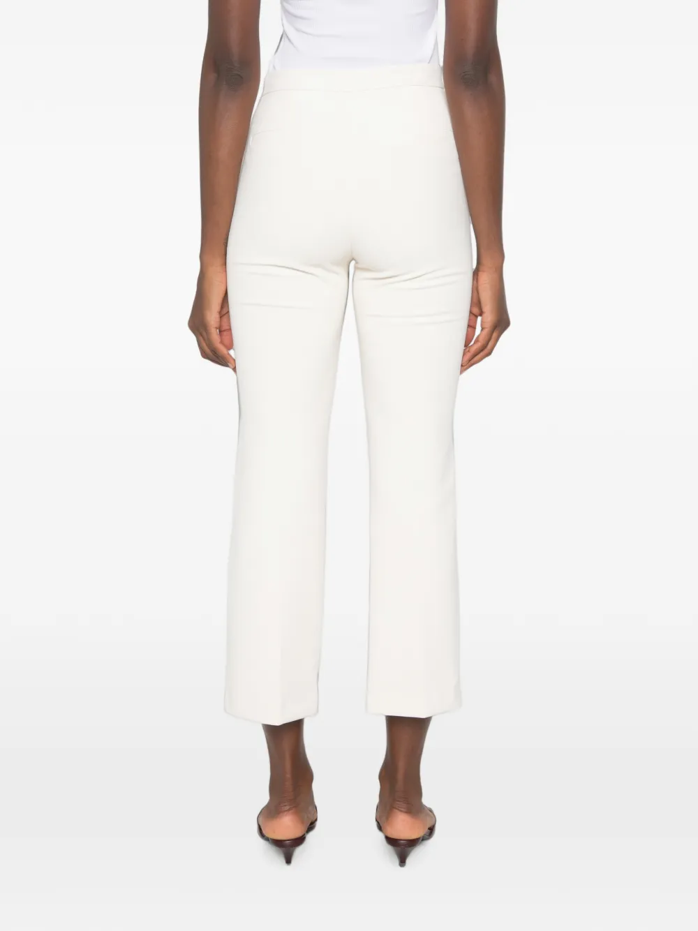Elisabetta Franchi Cropped broek met logoplakkaat Beige
