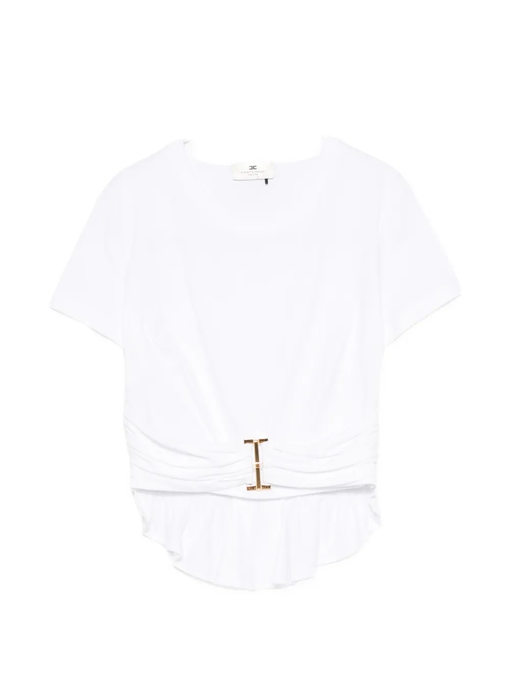 Elisabetta Franchi ruched-waist cotton T-shirt - Bianco