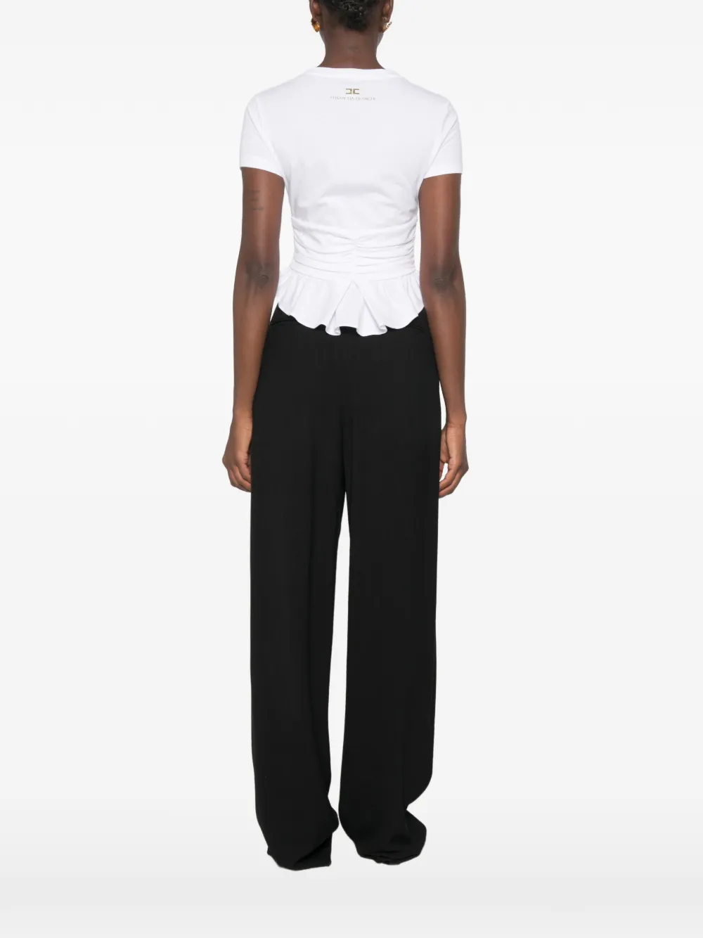 Elisabetta Franchi Katoenen T-shirt met ruches taille Wit