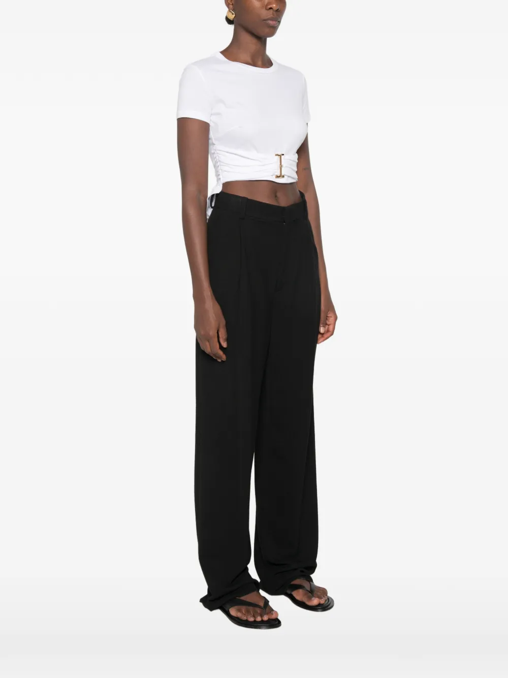Elisabetta Franchi Katoenen T-shirt met ruches taille Wit