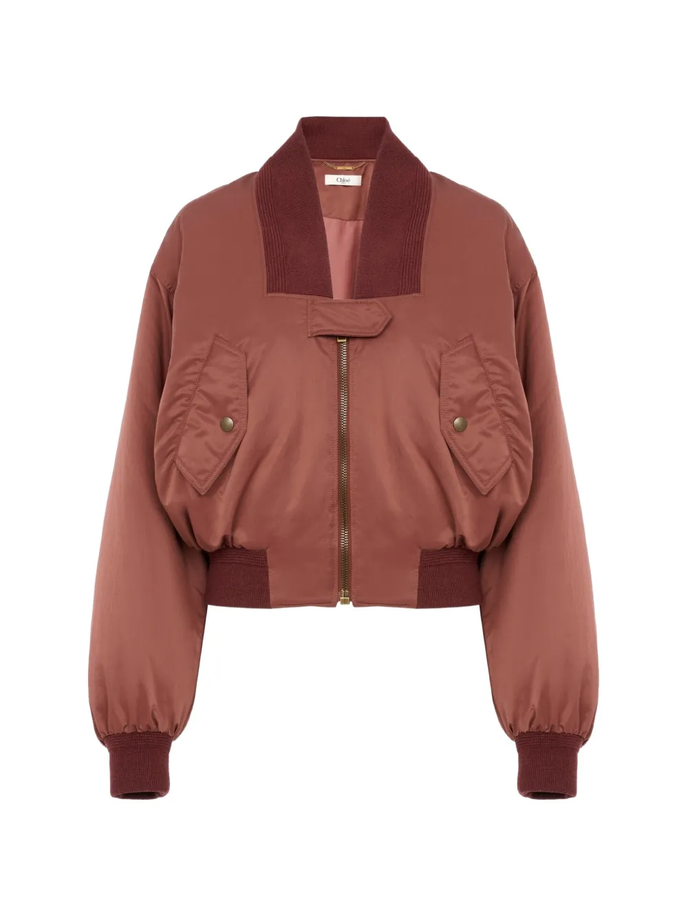 Chloé Bomber con bordo a coste - Marrone