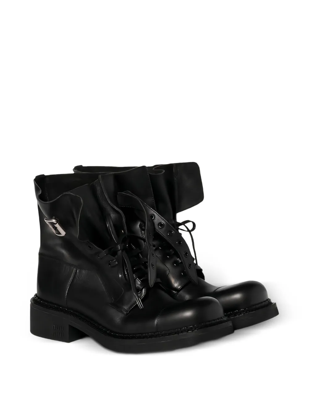 Miu Miu lace-up buckle-fastening biker boots in Black