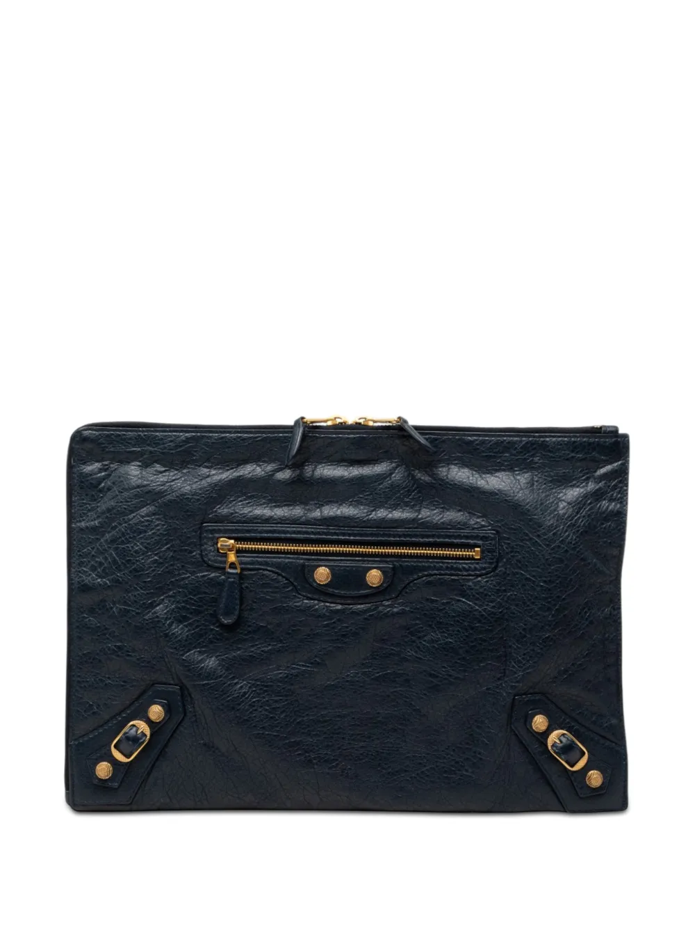 Balenciaga Pre-Owned Clutch Motocross Giant 12 in pelle di agnello con zip a giro 2015 - Blu