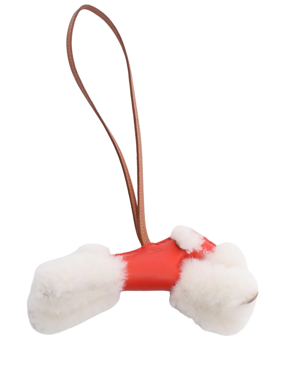 Hermès Pre-Owned Portachiavi in pelle di agnello Milo e shearling 2025 - Rosso