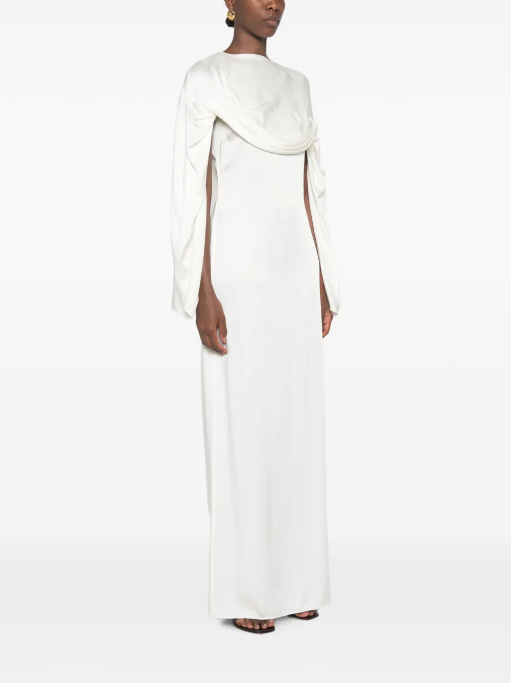 Stella McCartney Gedrapeerde jurk met cape Beige