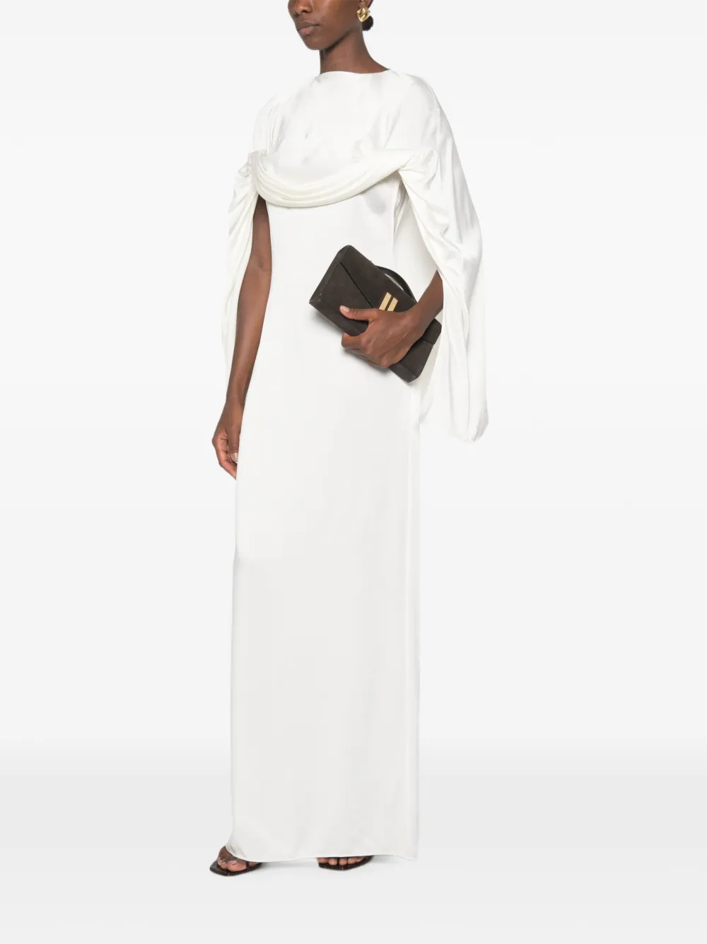 Stella McCartney Gedrapeerde jurk met cape Beige