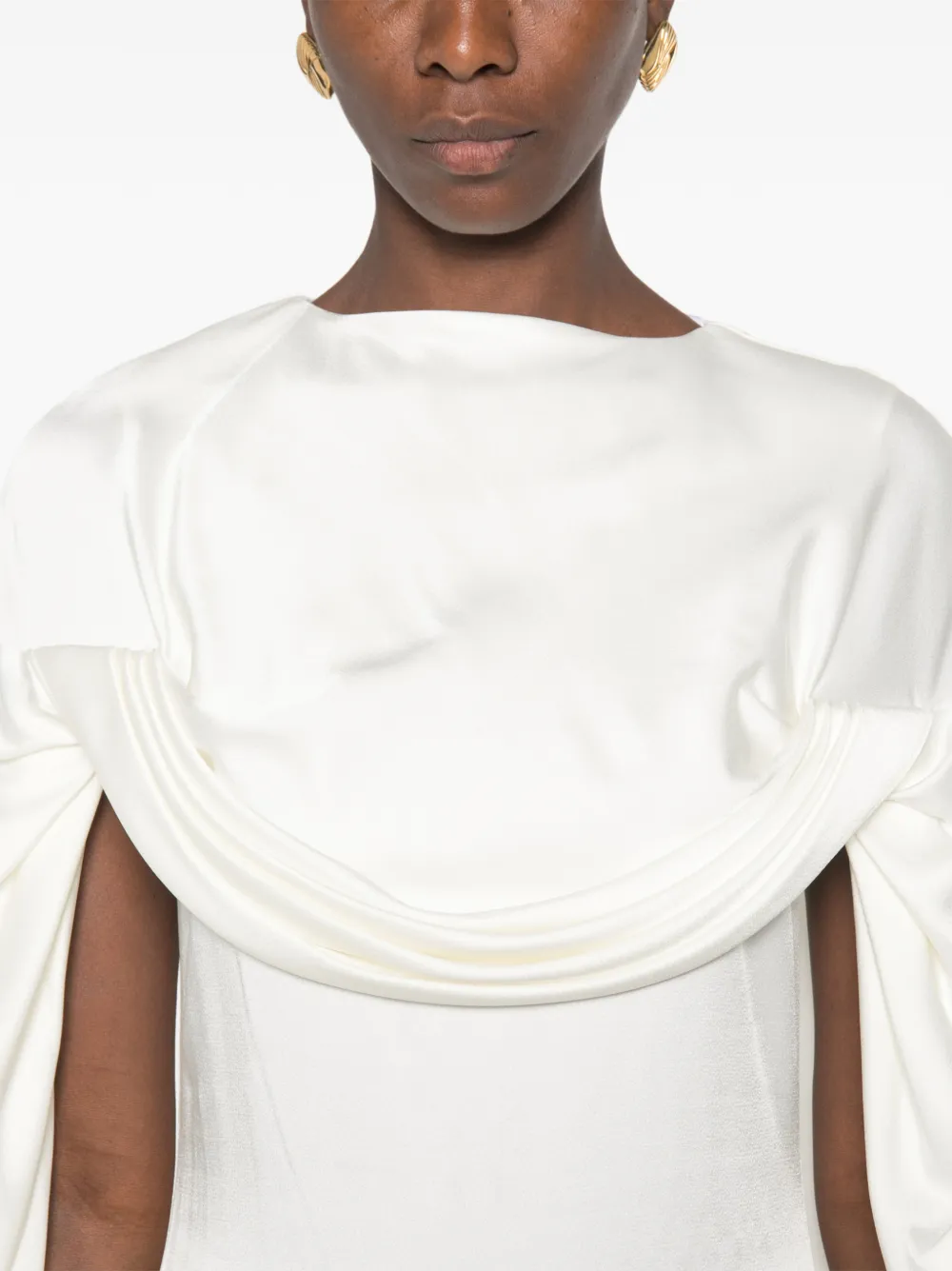 Stella McCartney Gedrapeerde jurk met cape Beige