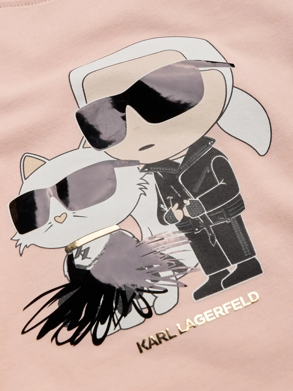 Karl Lagerfeld Kids Ikon Karl Choupette katoenen T-shirt Roze