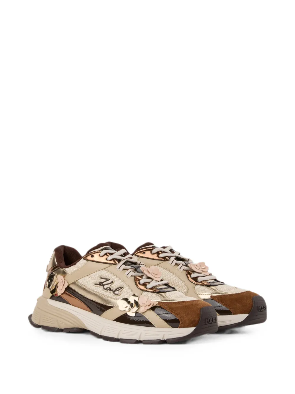 Karl Lagerfeld Orion floral-trim sneakers Beige