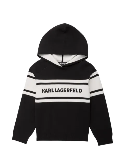 Karl Lagerfeld Kids stribet hættetrøje med logodetalje