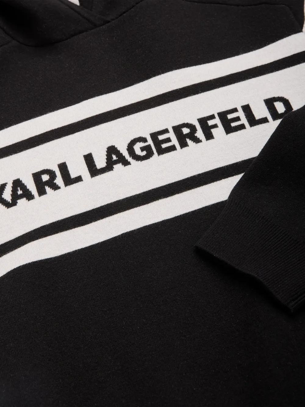 Karl Lagerfeld Kids Gestreepte hoodie met logo-detail Zwart