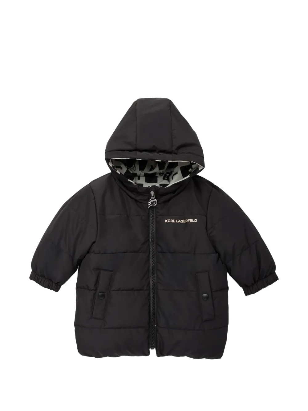 Karl Lagerfeld Kids reversible hooded puffer jacket Zwart