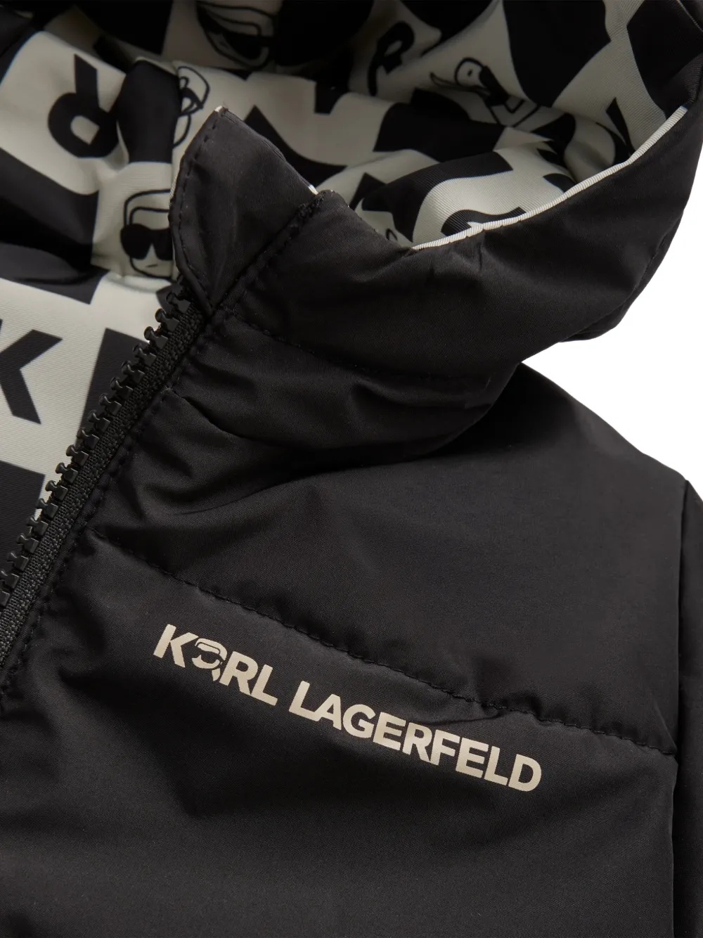 Karl Lagerfeld Kids reversible hooded puffer jacket Zwart