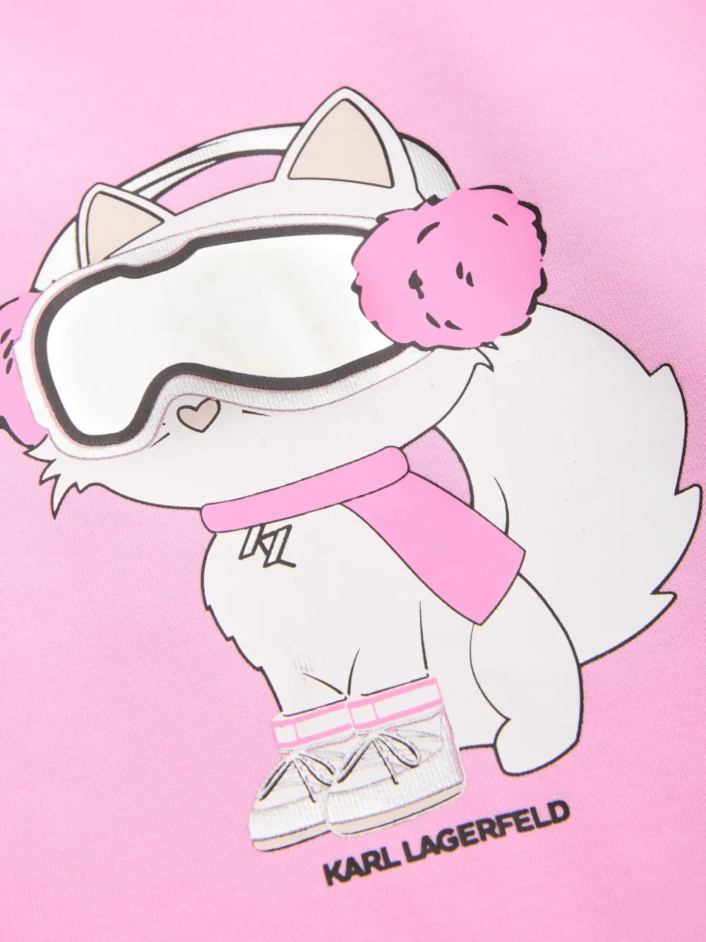 Karl Lagerfeld Kids Ikon Choupette-print hooded dress Roze