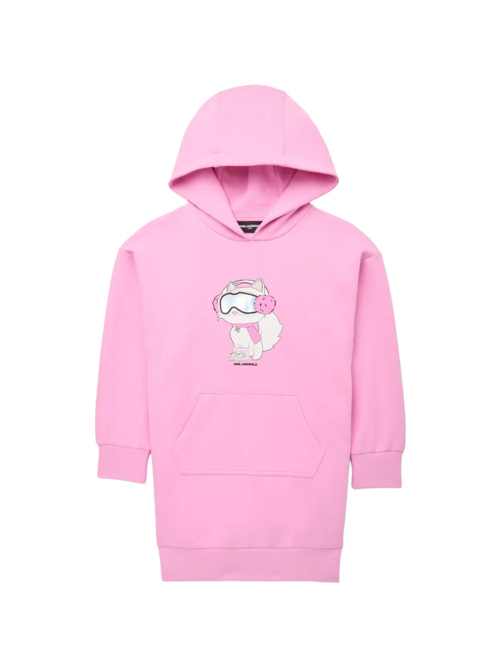 Karl Lagerfeld Kids Ikon Kapuzenkleid mit Choupette-Print - Rosa