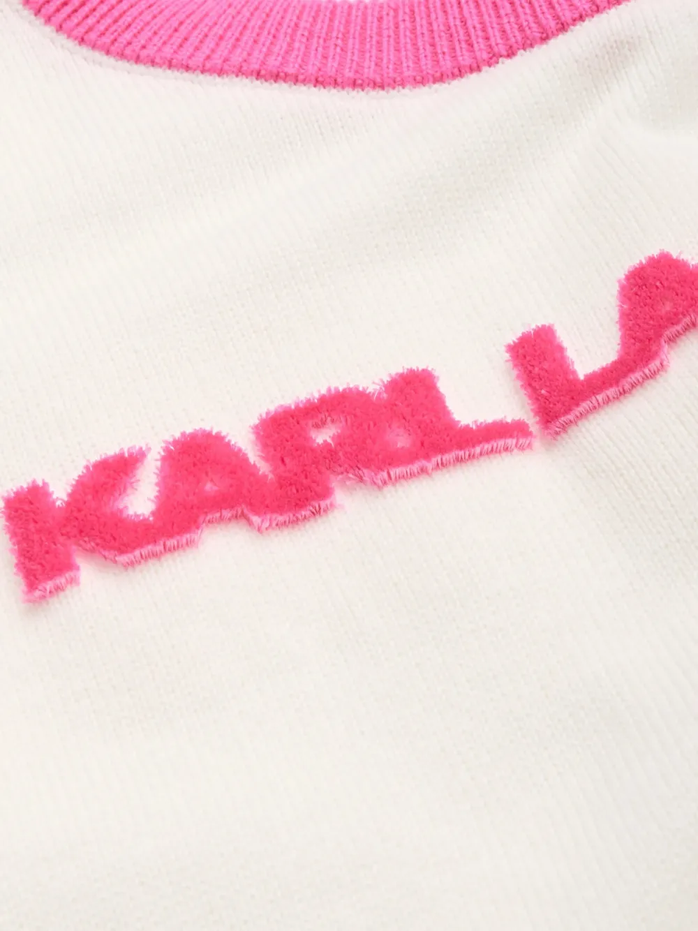 Karl Lagerfeld Kids Gestreepte sweater met geborduurd logo Wit