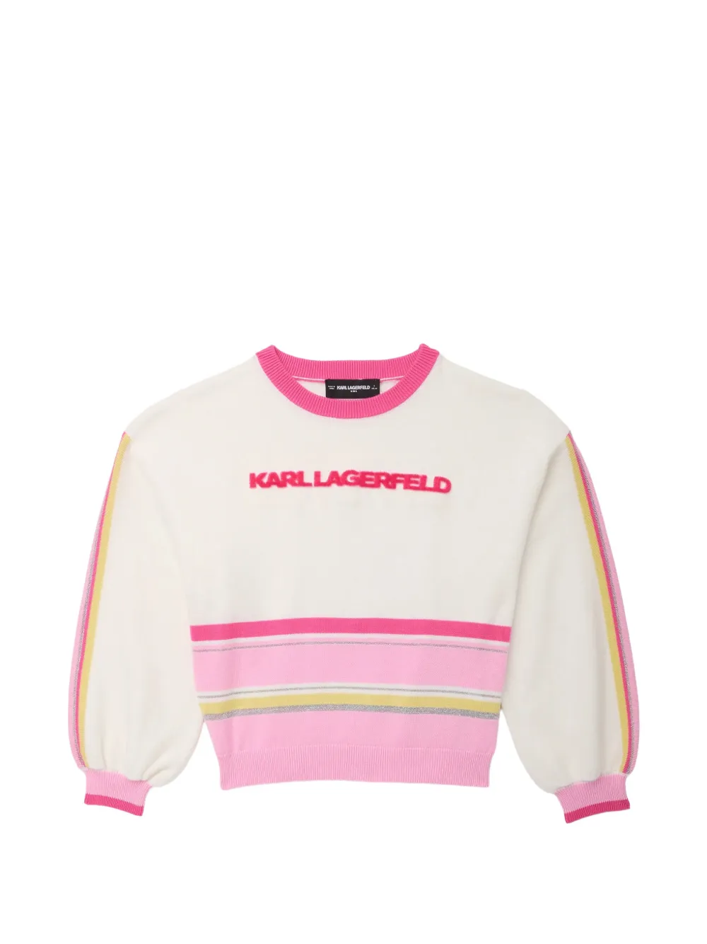 Karl Lagerfeld Kids Felpa a righe con logo ricamato - Bianco