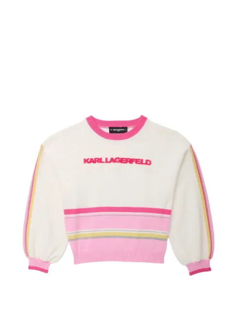 Karl Lagerfeld Kids logo-embroidered striped sweatshirt