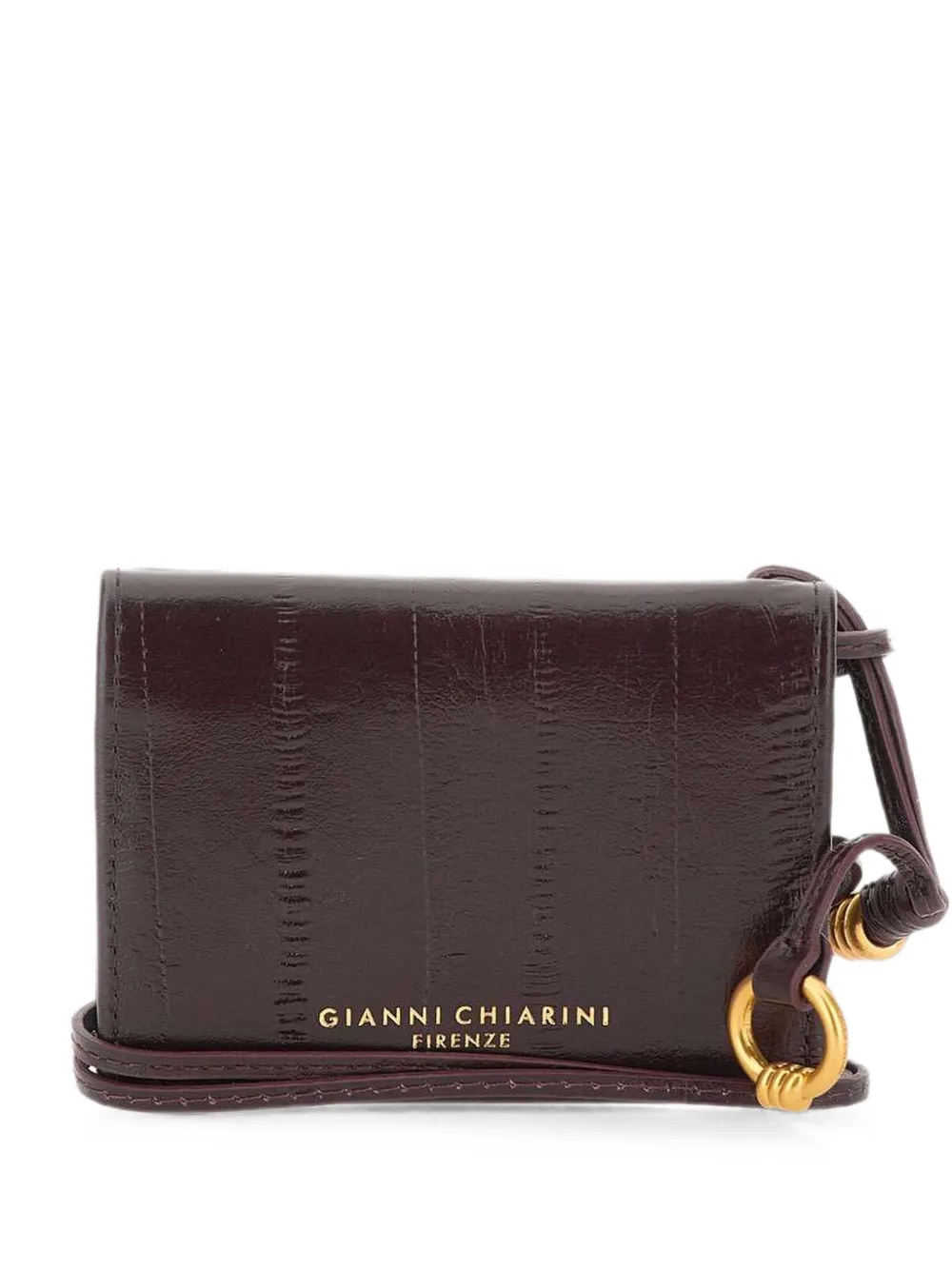 GIANNI CHIARINI eel-effect leather card holder - Rosso