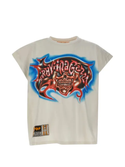 PDF graphic-print cap-sleeve T-shirt