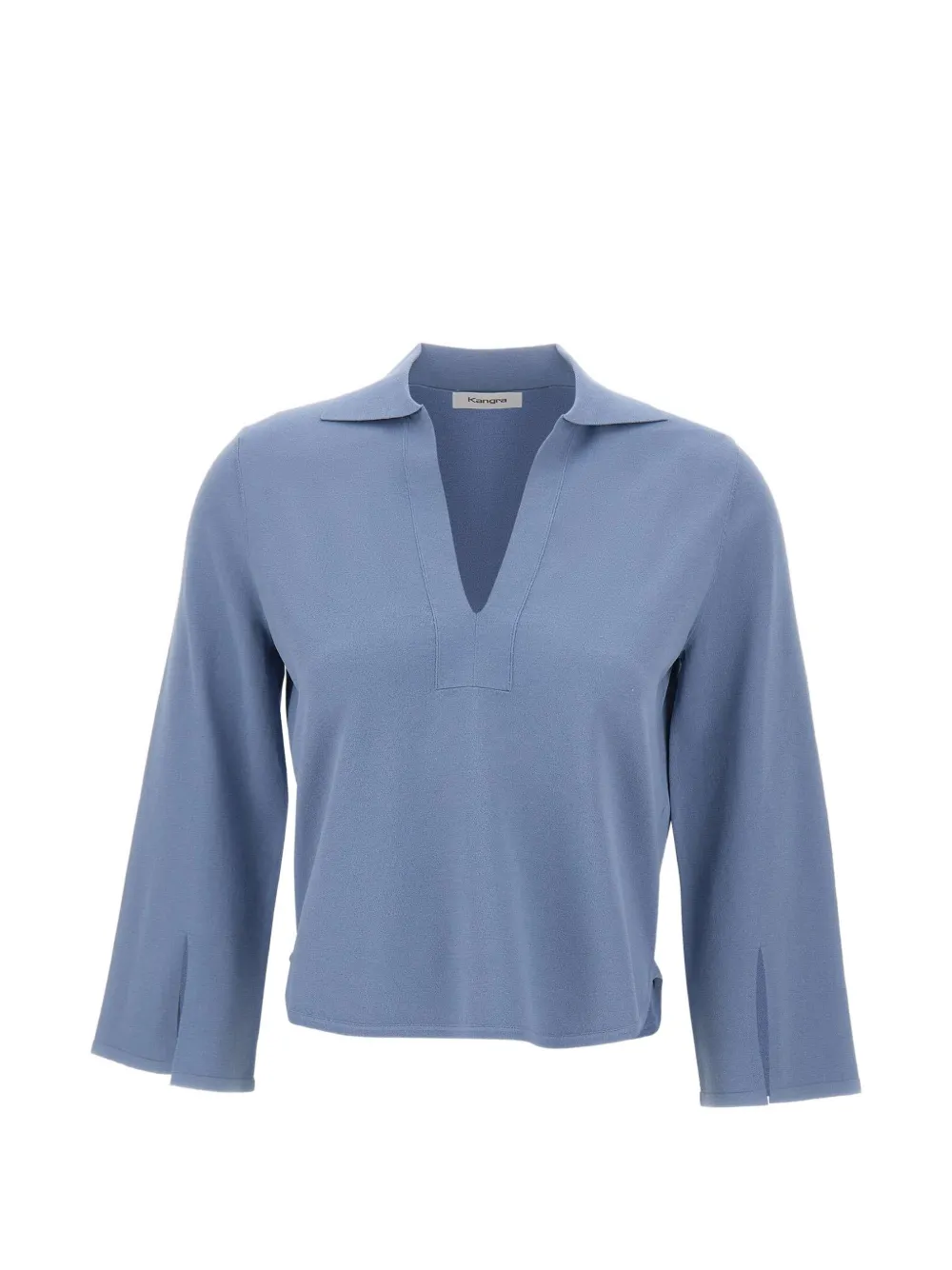 Kangra V-neck slit-sleeve T-shirt