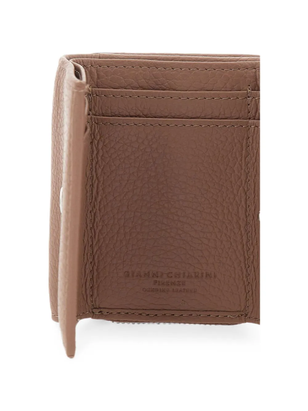 GIANNI CHIARINI Grain portemonnee van bewerkt leer Beige