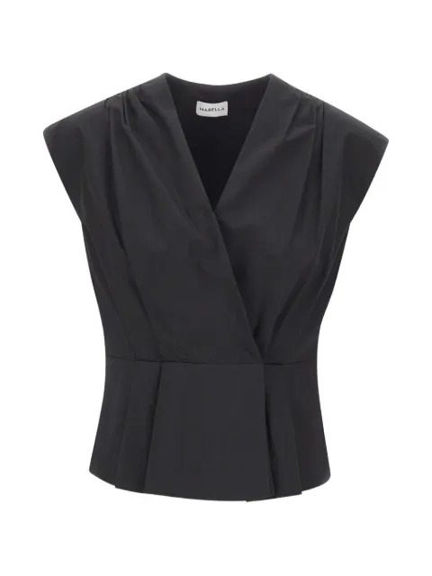 Marella wrap-front pleated top