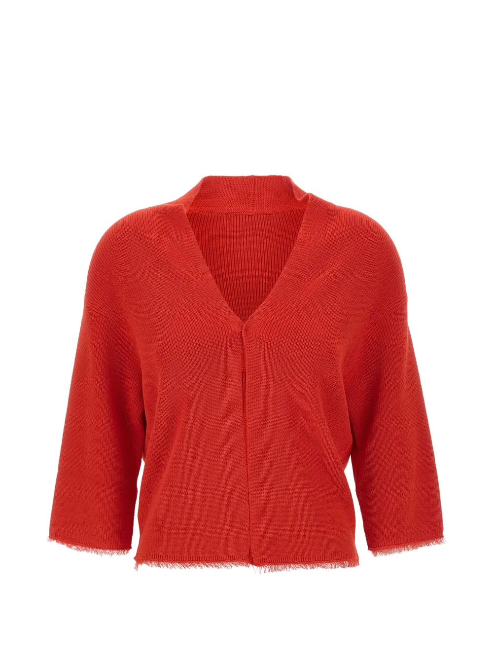 Kangra ribbed fringed-hem cardigan - Rosso