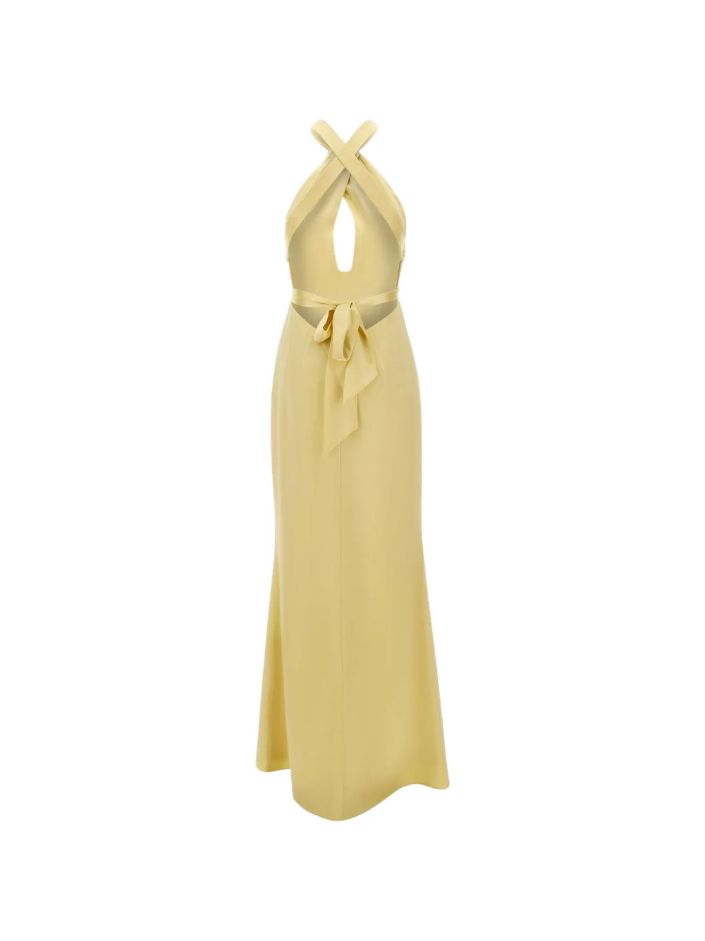 Retrofete Magnolia jurk met open rug Geel