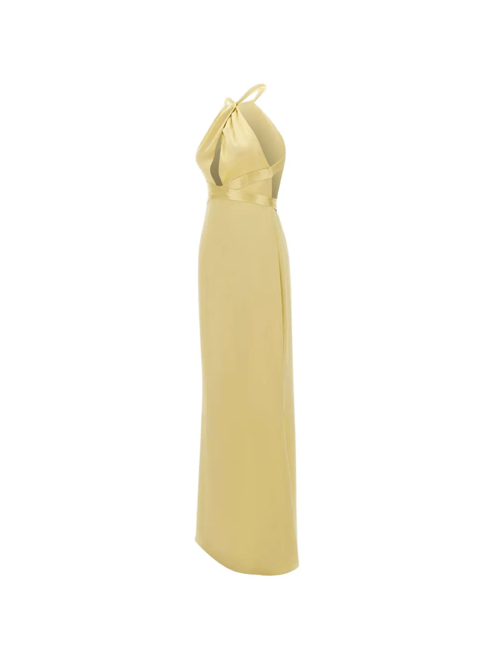 Retrofete Magnolia jurk met open rug Geel