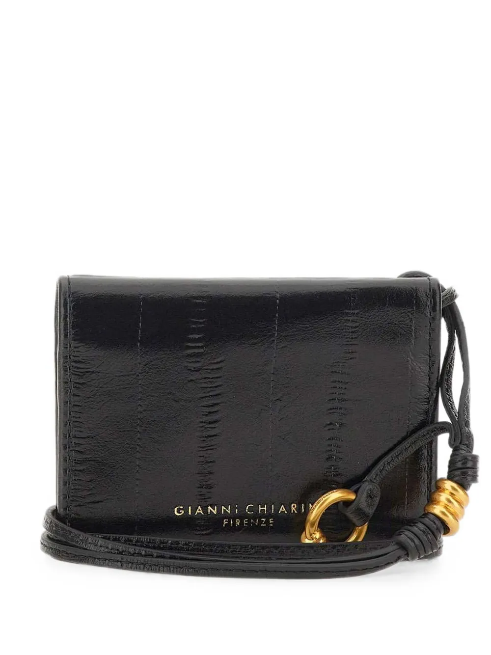 GIANNI CHIARINI eel-effect leather card holder - Nero