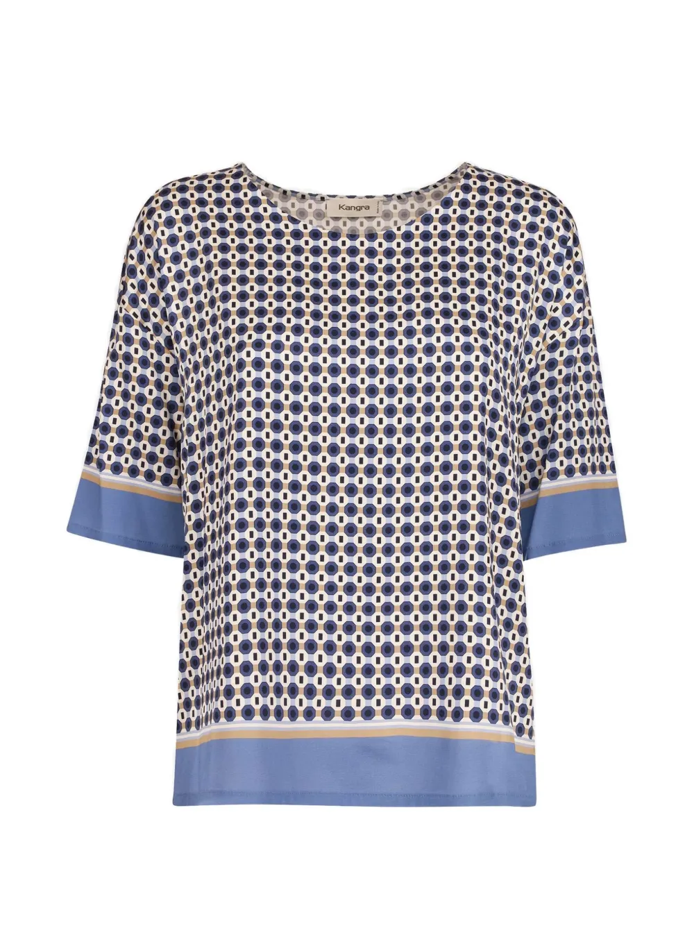 Kangra Cashmere Micro-print Crew-neck Blouse In Multi