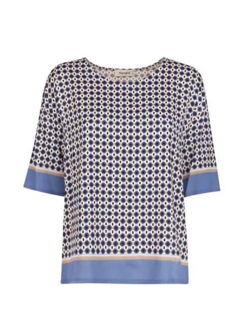 Kangra blusa con cuello redondo y estampado micro