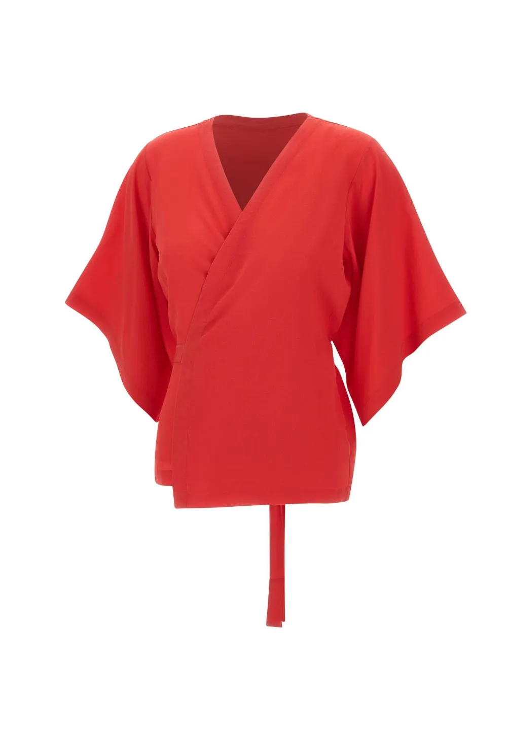 Kangra Cashmere Silk Wrap-design Blouse In Red