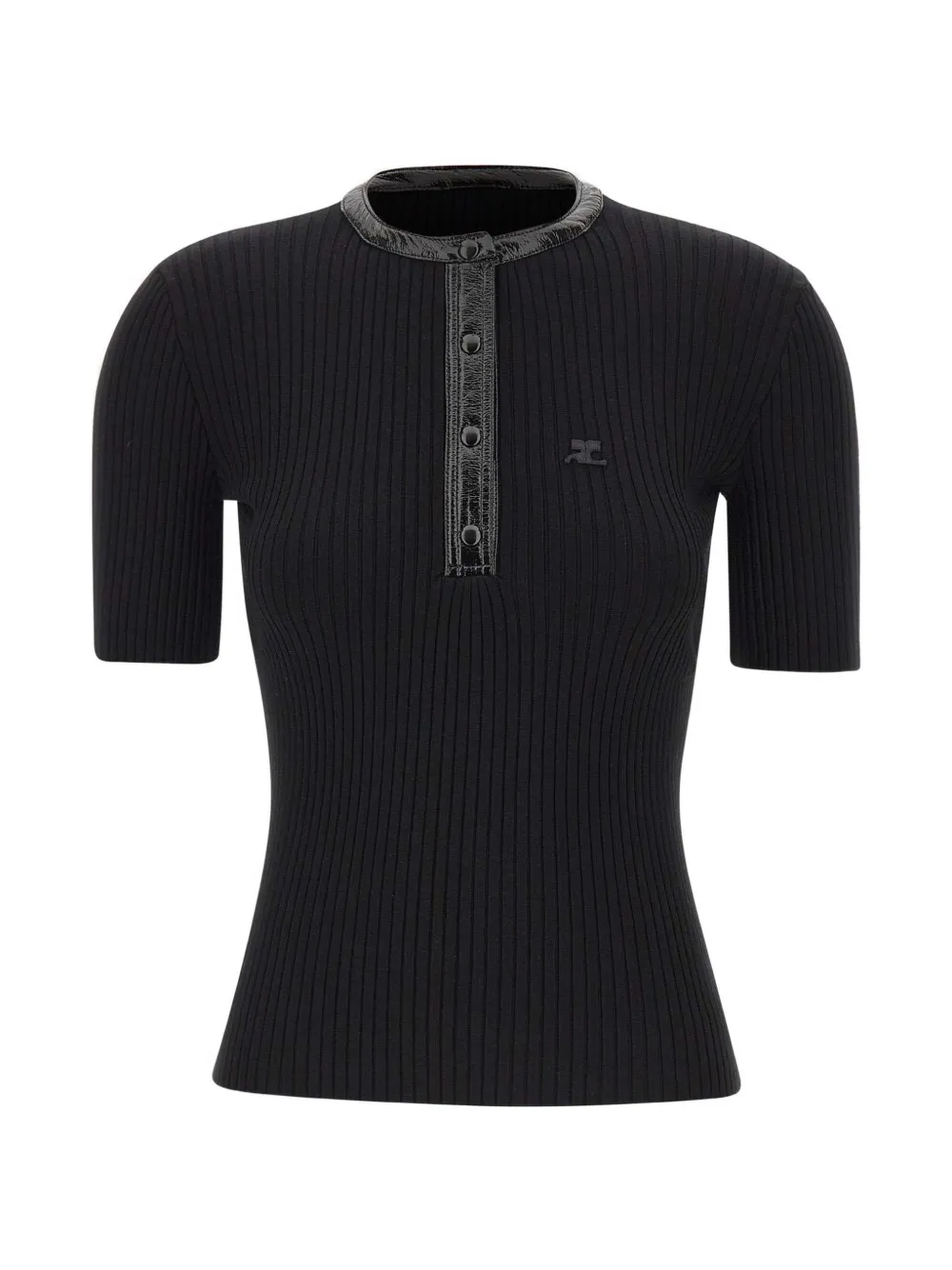 Courrèges ribbed-knit vinyl-trim sweater - Schwarz